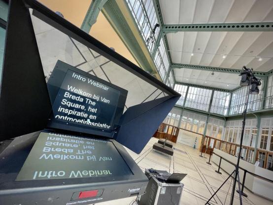 teleprompter in opnamestudio