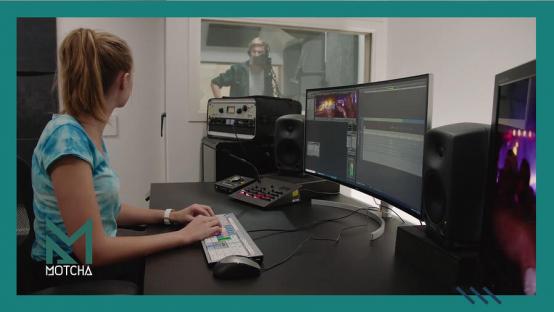 Video editor voiceover audiobooth